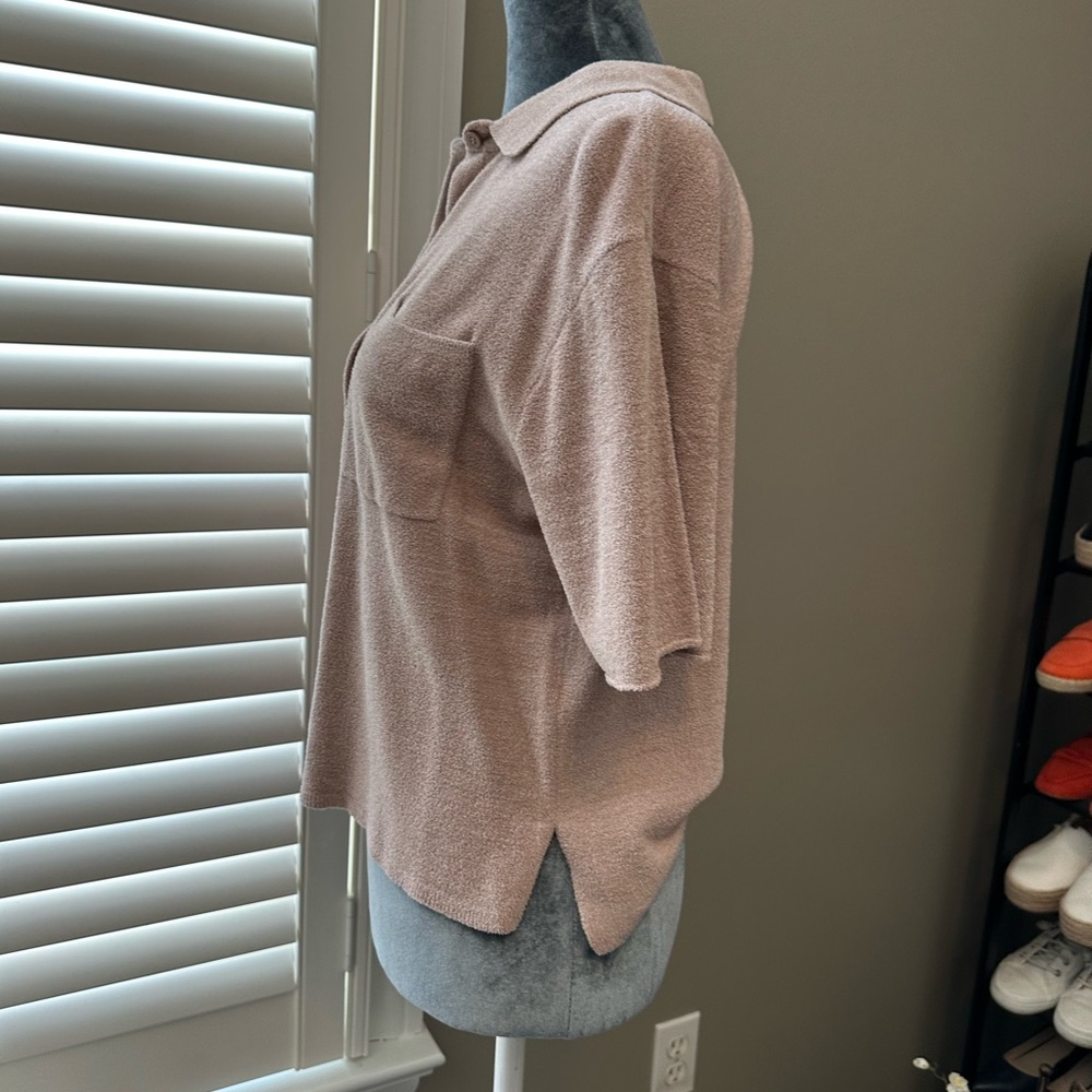 Barefoot Dreams CozyChic Ultra Lite Cropped Short Sleeve Shirt Size Small NWT - Picture 7 of 13